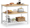 VASAGLE Kitchen Island with 3 Shelves, Storage Cabinet, Steel Structure