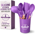 12 Pcs Purple Kitchen Accessories with Holder for Nonstick Cookware