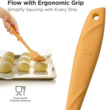 Kitchen Mama WaltzGrip Platinum Silicone Basting Pastry Brush, Yellow