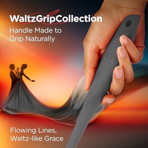Kitchen Mama WaltzGrip Platinum Silicone Pancake Spatula Turner, Metal Gray
