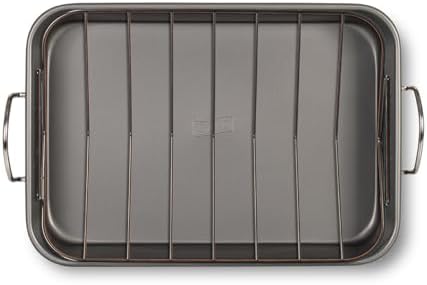 Glad Roasting Pan Nonstick 11x15 - Heavy Duty Metal Bakeware Dish with Rack - Large Oven Roaster Tray for Baking Turkey, Chicken, and Veggies
