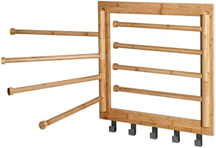 Honey-Can-Do Bamboo Wall-Mount Swivel-Arm Drying Rack, 80 lb, Natural