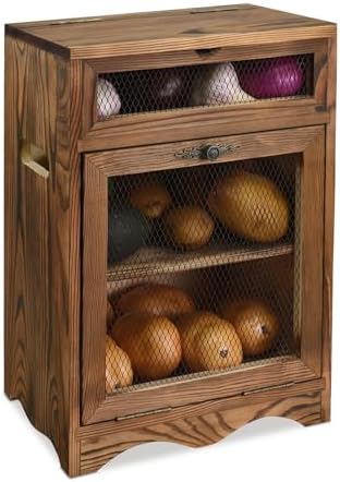 Ikee Design Free Assemble Wood Countertop Potato and Onion Storage Cabinet