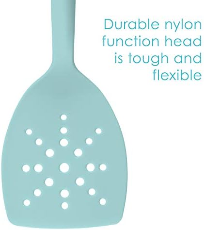 Rachael Ray Tools and Gadgets Spoon, Slotted and Solid Turners Set/ Cooking Utensils - 3 Piece, Light Blue