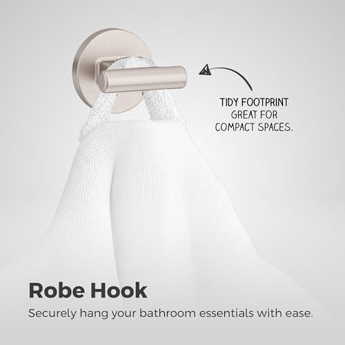 Pfister Capistrano Wall-Mounted Towel Hook Bathroom Accessory with Spot Defense Brushed Nickel Finish and Concealed Screw Installation for Bathroom Hardware BRHCSO0GS