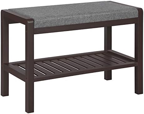 SONGMICS Shoe Rack Bench, Padded Seat, Storage Shelf, Holds Up to 350 lb