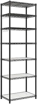 SONGMICS 7-Tier Storage Shelves, Adjustable Wire Shelving Unit, 8 Hooks