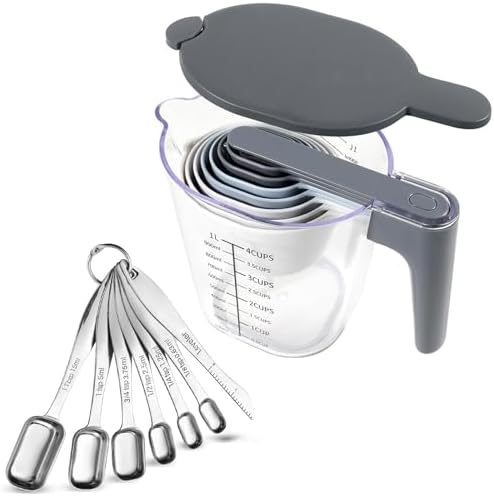 17-Pc Stainless Steel Measuring Cups and Spoons Set, Stackable