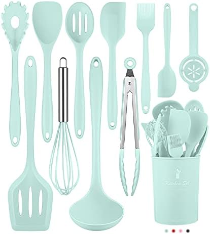 Green Kitchen Utensils Set-12 Pieces Silicone Cooking Utensils Set