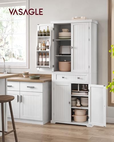VASAGLE Pantry Cabinet, Freestanding Tall Cupboard with a Drawer