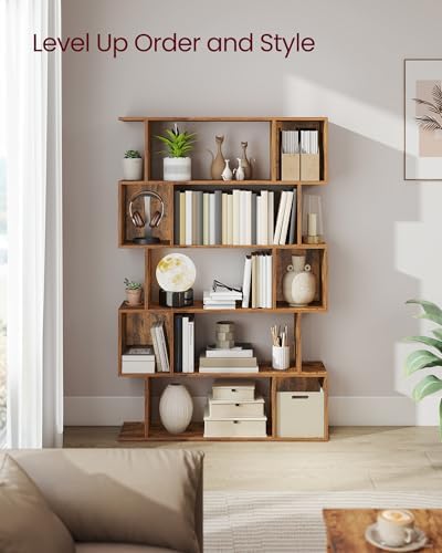 VASAGLE 5-Tier Bookcase, Open Storage, 35.4 x 9.4 x 62.6 Inches