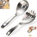 5-in-1 Stainless Steel Cooking Spoon, Multifunctional Kitchen Spoons with Potato Garlic Masher, Egg Yolk Separator, Grater Plate & Metal Slotted Scoop for Stirring Mashing