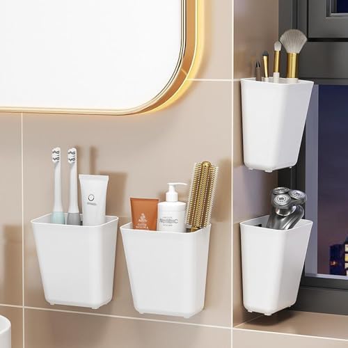 4 Piece Kitchen Cabinet Door Storage Box,Self Adhesive Wall Mounted Storage Box,Wardrobe/Bathroom/Refrigerator Small Items Organizer (Pack of 2)