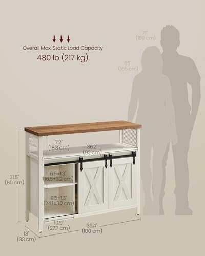 VASAGLE Buffet Cabinet, Coffee Bar with 2 Sliding Barn Doors
