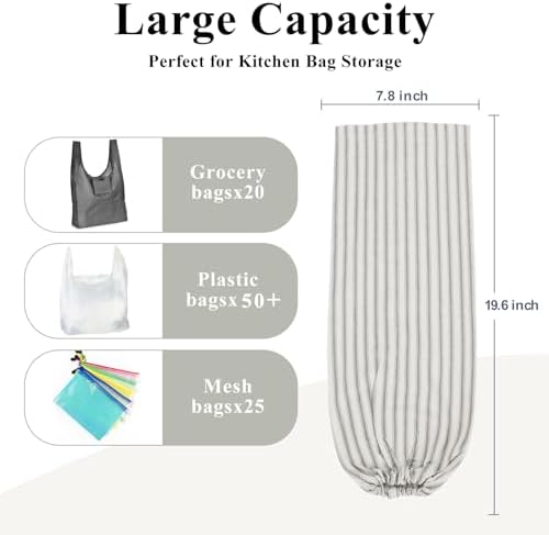 TOGETRUE Plastic Bag Holder, Wall Mount Grocery Bag Organizer for Home Kitchen Decor (Grey)