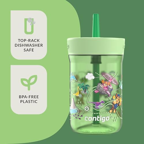 Contigo Leighton Straw Tumbler, 14 oz, Cool Lime (Dogs)