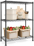 SONGMICS 3-Tier Storage Shelves, Adjustable Wire Shelving Unit, 8 Hooks