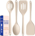 NonToxic Platinum Silicone Utensils, 100% Plastic-Free, 4-Pcs, Beige