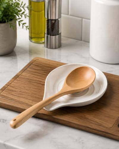 LAUCHUH Spoon Rest, Kitchen Spoon Holder for Stove Top Ceramic Spoon Rest