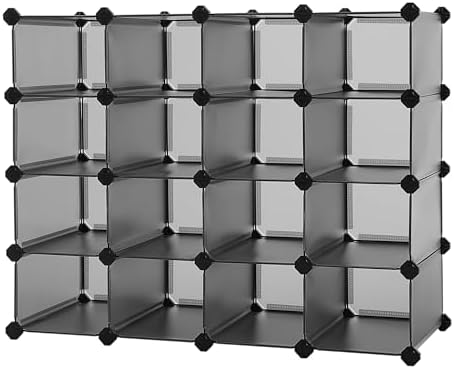 SONGMICS Shoe Rack, 16 Cubes Plastic Shoe Storage Organizer