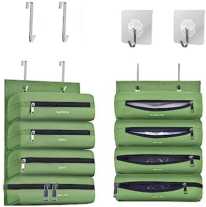 Zipper Bag Organizer Suitable for kitchen RV Campers with Zipper Gallon, Quart, Sandwich and Snack Food Storage Bags, Kitchen Plastic Bag Storage Organizer (Green)
