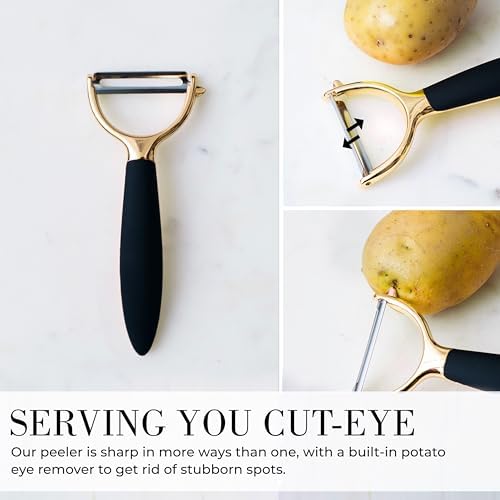 Styled Settings Black and Gold Kitchen Utensils, 8-Piece, Black & Gold