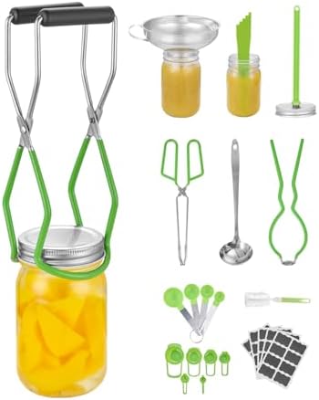 VEVOR Canning Supplies Starter Kit, 9 Pieces Stainless Steel Water Bath Canning Kit for Beginners, Canning Tools Set: Ladle, Measuring Spoon & Cup, Funnel, Tongs, Jar Lifter, Jar Wrench