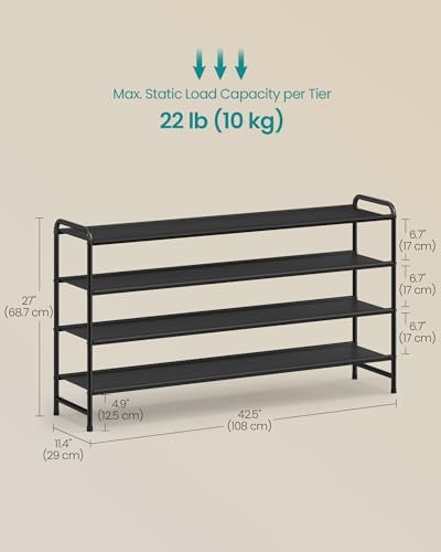 SONGMICS Long Shoe Rack, 4-Tier Shoe Organizer, Holds up to 25 Pairs