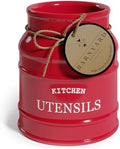 Barnyard Designs Ceramic Kitchen Utensil Holder Countertop 6.75″ (Red)