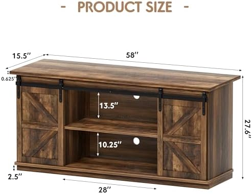 Shahoo Farmhouse Sideboard Buffet Cabinet, Coffee Bar Storage with Sliding Barn Doors, Shelf for Home Dining Room, Barnwood