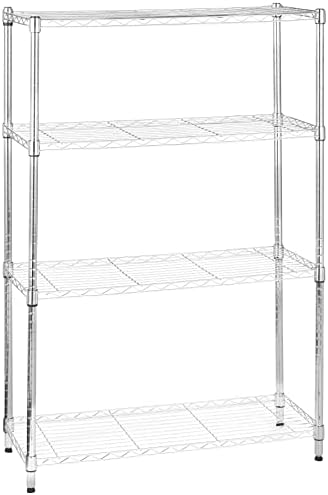 Amazon Basics 4-Shelf Adjustable Heavy Duty Steel Wire Rack Storage Shelving Unit for Kitchen, Garage, Easy Assembly, 350 lbs Per Shelf, 36" x 14" x 54", Chrome Silver