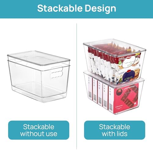 Vtopmart 8 Pack Clear Stackable Storage Bins with Lids and Handles, Large