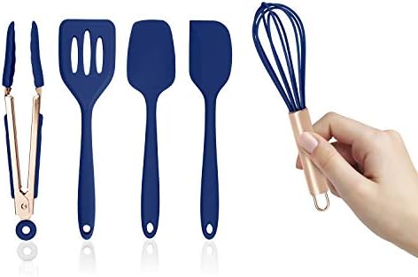 COOK WITH COLOR Silicone Cooking Utensils, Kitchen Utensil Set, Easy to Clean Silicone Kitchen Utensils, Cooking Utensils for Nonstick Cookware, Kitchen Gadgets Set, Mini, Navy