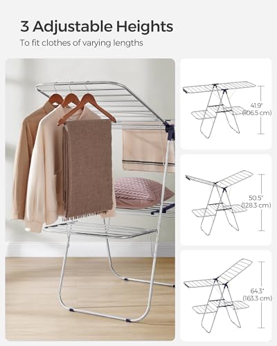 SONGMICS Clothes Drying Rack, Foldable 2-Level Stee Laundry Drying Rack