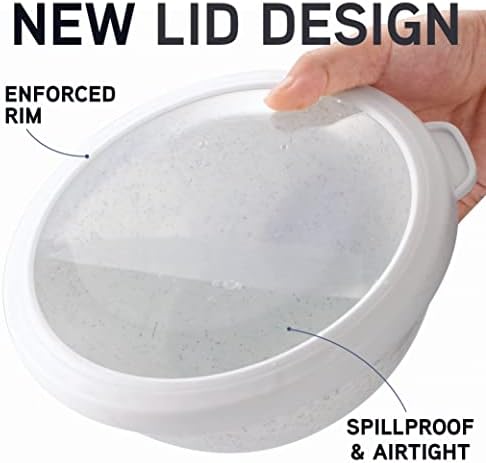COOK WITH COLOR Mixing Bowls with TPR Lids - 12 Piece Plastic Nesting Bowls Set includes 6 Prep Bowls and 6 Lids, Microwave Safe Mixing Bowl Set (Black and White)