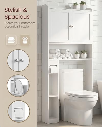 VASAGLE Over the Toilet Storage Cabinet, Doors, Adjustable Shelves, 31.1''W