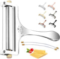 Zulay Kitchen Stainless Steel Wire Cheese Slicer - Adjustable Hand Held Cheese Cutter with 2 Extra Wires - Premium Cheese Knife for Mozzarella, Cheddar, Gruyere - Cheese Cutter with Wire (Silver)