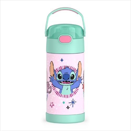 THERMOS FUNTAINER Water Bottle with Straw, Stitch, 12 Ounces (Pack of 6)