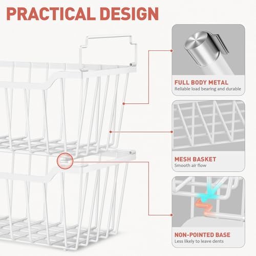 Goovilla Freezer Organizer Bins for 5-7 Cu.FT Chest Freezer, 4 Pack White