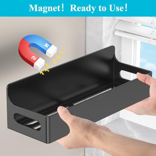 HuggieGems Magnetic Water Bottle Holder for Fridge Black, 4 Pack