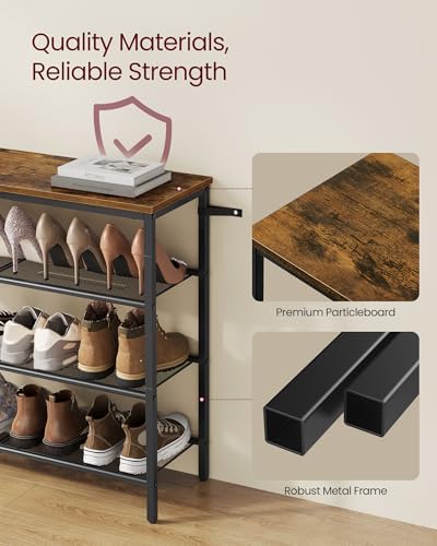 VASAGLE 4-Tier Shoe Rack, 15-20 Pairs, Metal Mesh