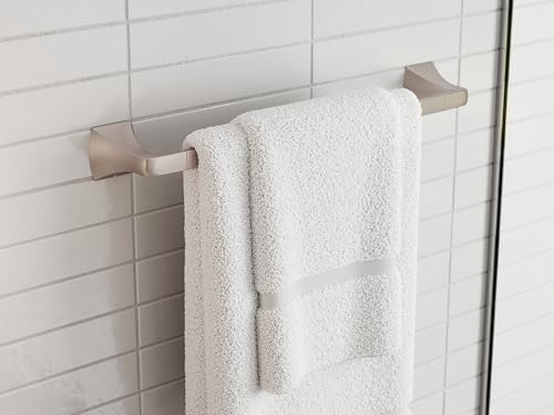 Pfister Bruxie Bath Towel Bar for Bathroom, 18-Inch, Wall-Mounted, Screw-in, Spot Defense Brushed Nickel Finish, BTBBIE1GS