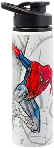 Silver Buffalo Marvel Spider-Man, Stainless Steel Water Bottle, 25oz