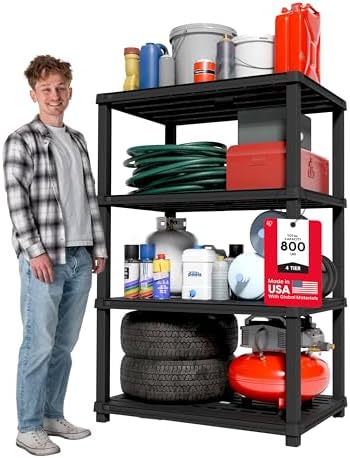 IRIS USA Plastic Storage Shelves |Made in USA| 57"H x 36"W x 24"D - Black