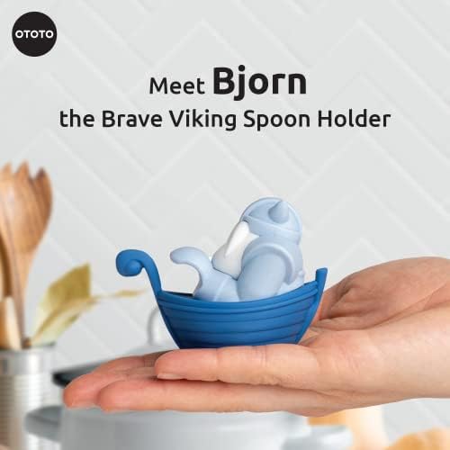 New!!! Bjorn Viking Spoon Holder by OTOTO - Spoon Rest for Stove Top, Kitchen Utensil Holder, Silicone Spoon Rest - Small Kitchen Gadgets, Fun Kitchen Gadgets