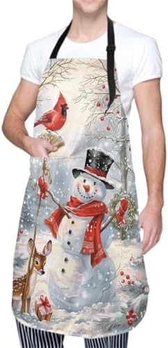 Giwawa Apron Unisex Resistant 33 x 28 inches with 2 Pockets Cooking Kitchen Aprons Suitable for BBQ Grill Drawing Haircut