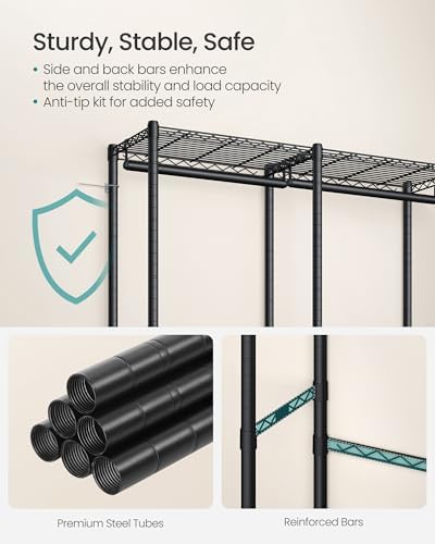 SONGMICS Closet Organizers and Storage, Clothes Rack with Shelves