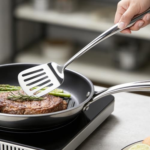 304 Stainless Steel Cooking Utensils Set, 11 PCS Long Large Metal Cooking Utensil Tools Set, Mirror Polished Kitchen Gadget Cookware and Kitchen Tool Set, Dishwasher Safe
