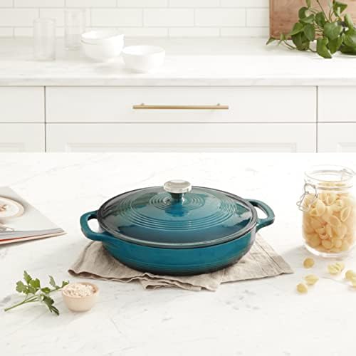 Lodge Essential Enamel Cast Iron Braiser, 3.6 Quart, Lagoon