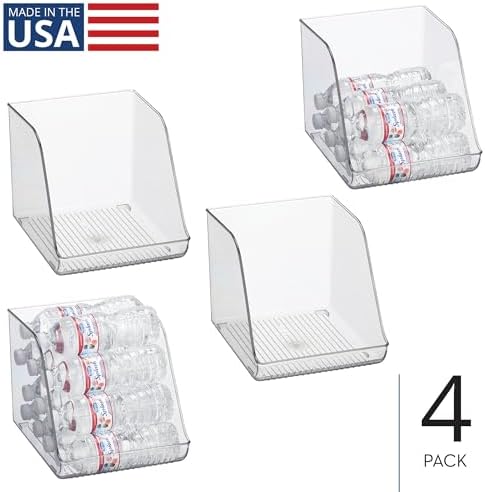 iDesign Plastic Water Bottle Organizer for Fridge, Clear, 4-Pack